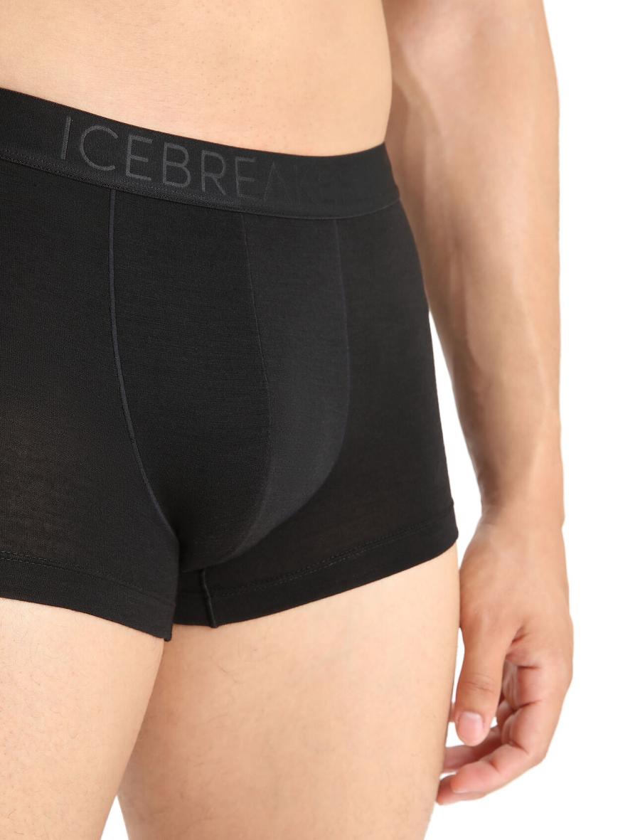 Black Men's Icebreaker Cool-Lite™ Merino Anatomica Trunks Underwear | USA 1290MQZA